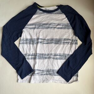 Epic Threads Boys Blue and White Striped Long Sleeve Shirt - Size Large (Used)